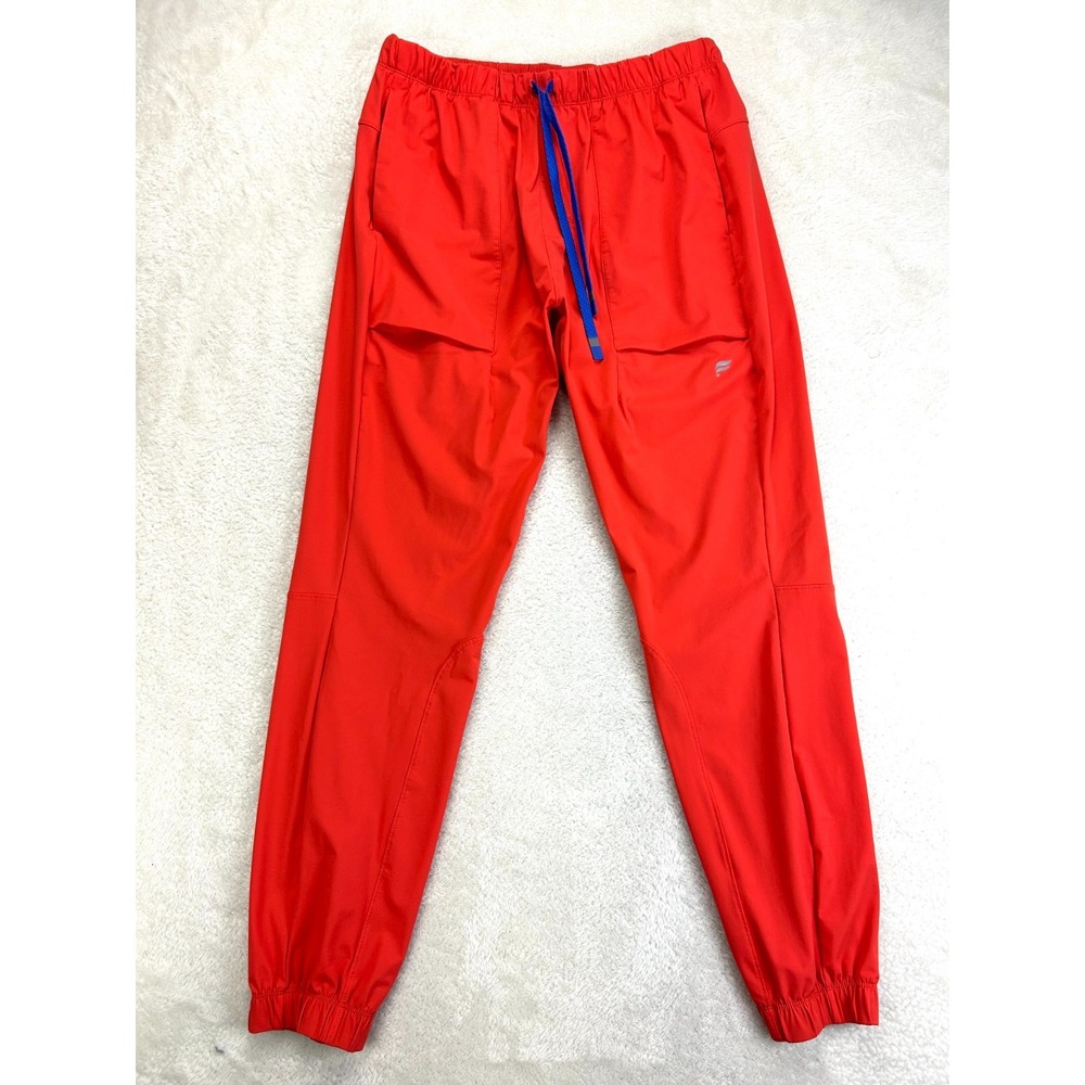 Fabletics The One Jogger Pants M Womens Orange Drawstring Quick-Dry Zip Pockets